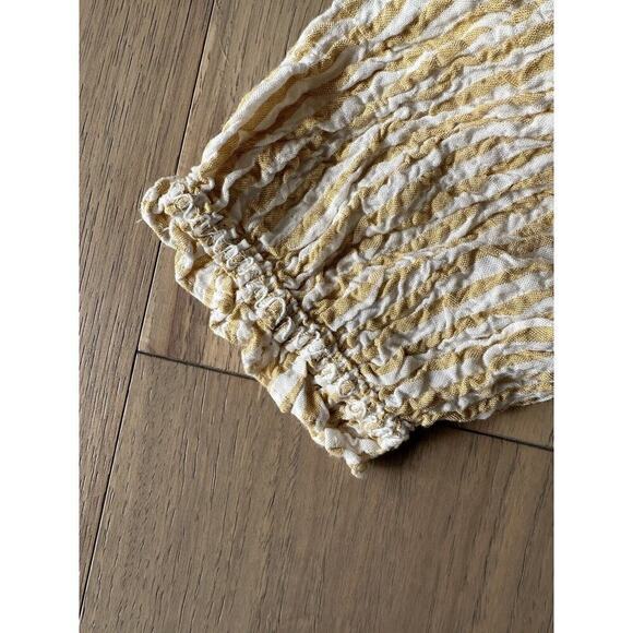 Max Studio Womens Tan and White Striped Loose Fit Keyhole Peasant Blouse Large - Picture 10 of 13